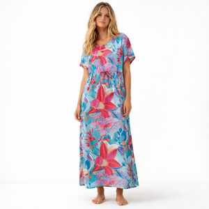 Talbots Tropical Maxi Swim Cover Up Dress Sz XL
